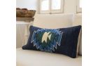 Rectangular Handwoven Blue Cushion with Triangular Geometric Pattern