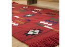 Large Handwoven Rug with Traditional Nomadic Patterns - Shades of Red