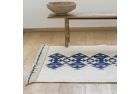 Handwoven Rug with Blue Triangular Geometric Pattern