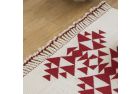 Handwoven Rug with Red Triangular Geometric Pattern