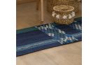 Handwoven Blue Rug with Triangular Geometric Patterns 