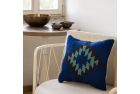 Handwoven Cushion with Blue  Triangular Geometric Pattern 