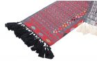 Hand woven gray embroidery shawl with red fringe fabric