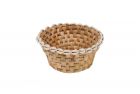 Small hand woven round basket embroidered in seashells