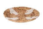 Handwoven banana leaf plate with hand motifs