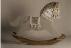 Wooden Rocking Horse Adorned with Embroidered Fabric: Large