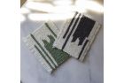 Large Handwoven Wool Coasters - 2 Pack (Olive & Gray)