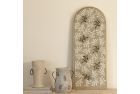 Embroidered Wall Hanging with Olive Tree Branches and Hammered Metal - Framed