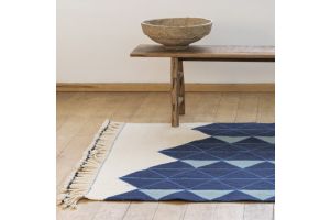 Handwoven Rug with Geo-Diamond Pattern