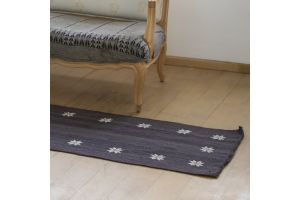 Large Handwoven Rug with Embroidered Blossom Motifs