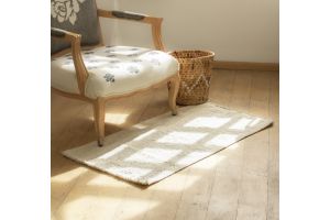 Handwoven Rug with Embroidered Blossom Motifs