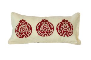 Embroidered CUSHION – Pomegranates 60x30 - Red