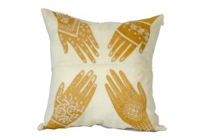 Embroidered Cushion – Henna Hands 50x50 - GOLD