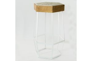 HEXAGONAL WOODEN TABLE with Embroidery