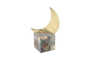 LARGE DECOUPAGE CUBE WITH HILAL-GOLD