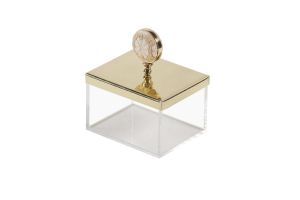 PLEXI BOX, metal GOLDEN LID with EMBROIDERY