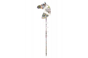 Horse stick with rural motifs and linen tassels