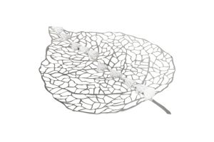 Handmade leaf adorned with linen tassels (Silver)