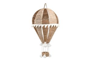 Rayan iron balloon embroidered in linen tassels and off white fabric fringes