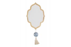 Wooden framed large mirror with geometric motifs (silver)