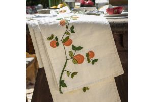 Orange Embroidered Table Runner