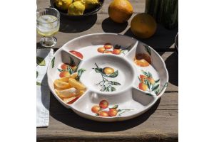 Ceramic Plate Divided with Orange Decoupage