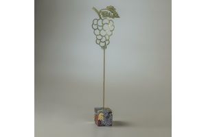 Decoupage Cube with Hollow Grapes Stand - Gold