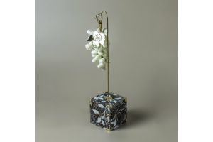 Decoupage Cube with Ceramic Grapes