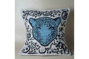 Tiger w/ Arabic Letters Cushion 50*50 - Blue