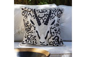 Gazelle w/ Arabic Letters Cushion 50*50 Beige