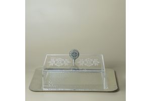 Silver Tray w/ Plexi Cover & Embroidery