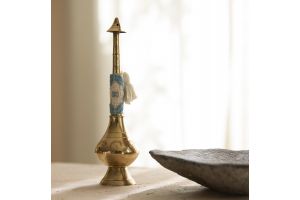 Small Traditional Rosewater Sprinkler with Embroidery - Blue