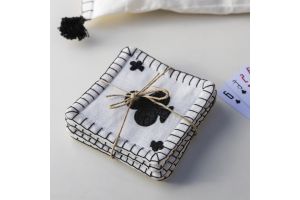 Playing Card Suits Embroidered Coasters: 4 Pack