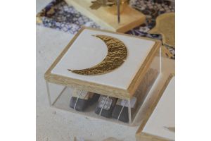Plexi Box with Crescent Lid - Gold