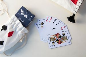 Embroidered Bag with Two Decks of Playing Cards