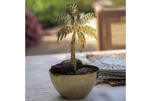 The Palm Center-Handled Hammered Metal Bowl