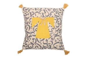 CUSHION - CALLIGRAPHY AND DRESS-Yellow