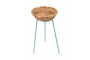 OLIVE BASKET WITH METAL STAND-Blue