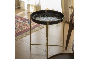 Small Round Metal Tray with Stand - Black