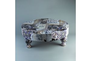 Large Decoupaged Coffee Table - Blue