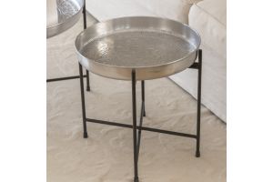 Small Round Metal Tray with Stand - Silver