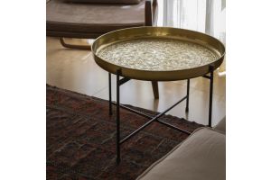 Large Round Metal Tray with Stand