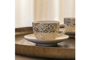 فناجين قهوة مُزخرفة بالخط العربي: طقم من 6