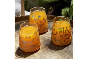 Arabic Calligraphy Juice Glasses: Set of 6