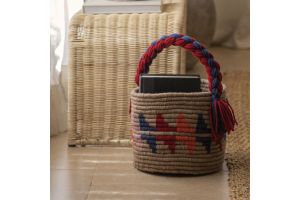 Handwoven Wool Basket with a Handle