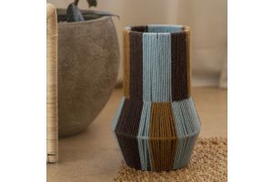 Handwoven Wool Vase - Turquoise