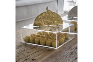 Plexi Box with Metal Dome Handle - Gold