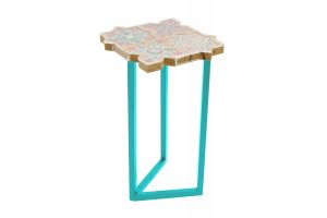 WOODEN GEOMETRIC TABLE-Blue