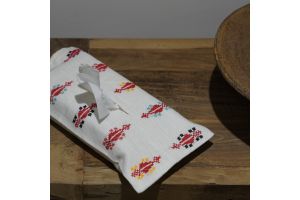 Random Motif Embroidered Tissue Box Cover