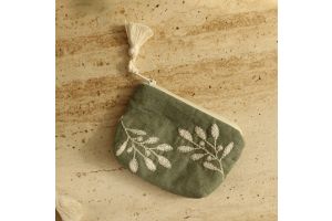 Olives Embroidered Coin Pouch